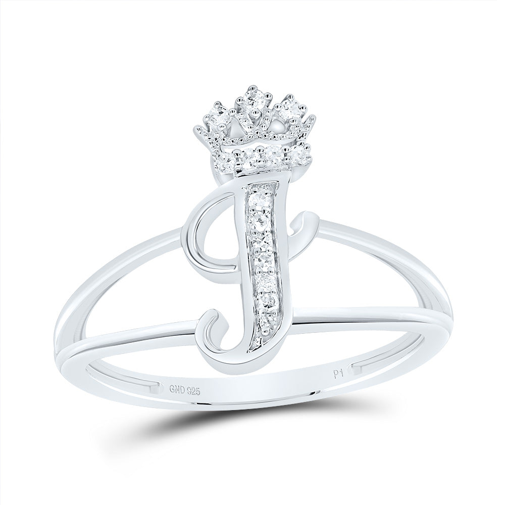 1/12CTW-DIA P1 GIFT INITIAL "I" CROWN LADIES RING 7 Daisy Joyeria