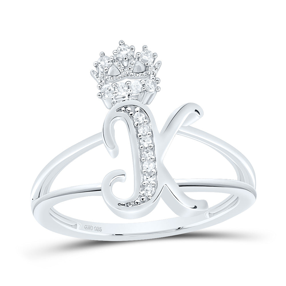 1/12CTW-DIA P1 GIFT INITIAL "K" CROWN LADIES RING 7 Daisy Joyeria