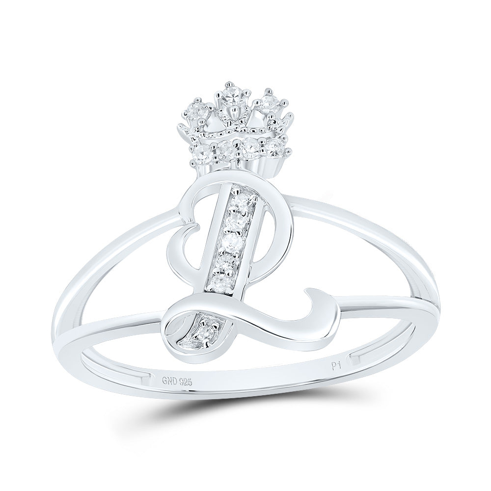 1/12CTW-DIA P1 GIFT INITIAL "L" CROWN LADIES RING 7 Daisy Joyeria