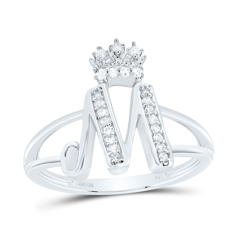 1/8CTW-DIA P1 GIFT INITIAL "M" CROWN LADIES RING 7 Daisy Joyeria