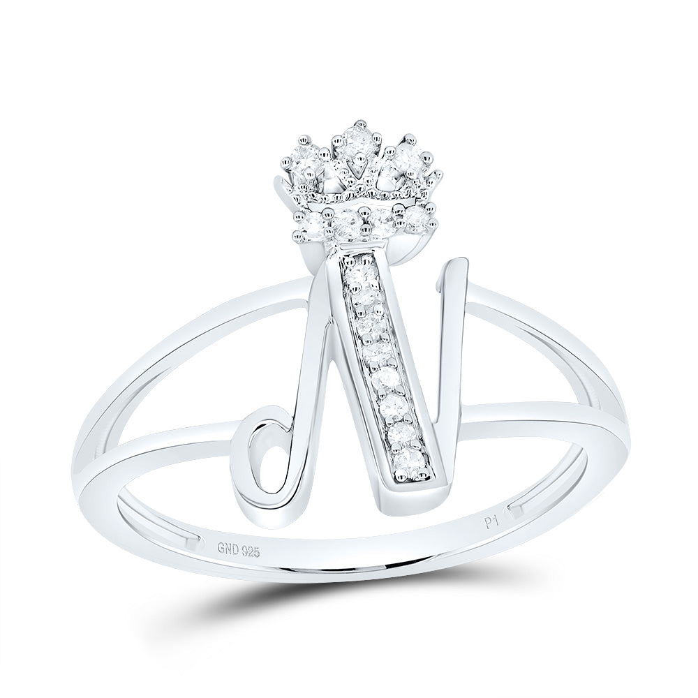 1/12CTW-DIA P1 GIFT INITIAL "N" CROWN LADIES RING 7 Daisy Joyeria