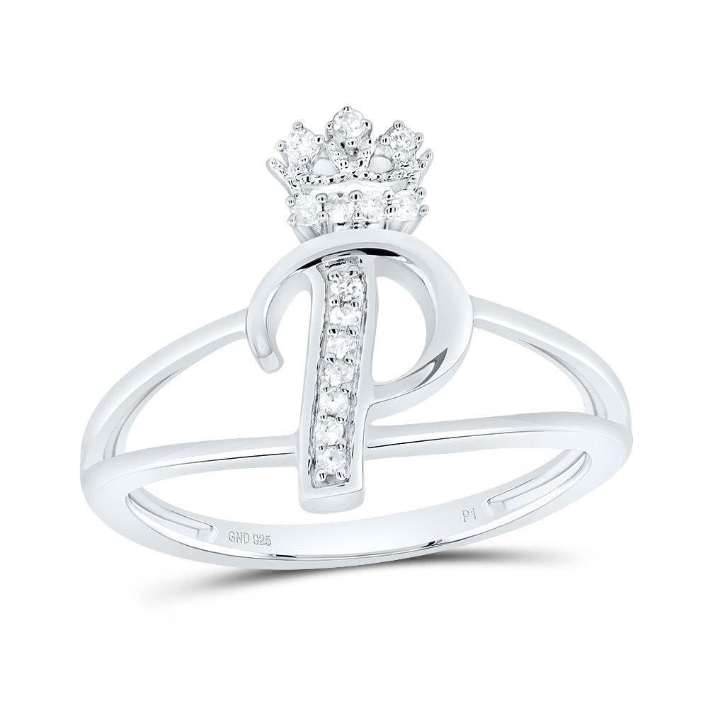 1/12CTW-DIA P1 GIFT INITIAL "P" CROWN LADIES RING 7 Daisy Joyeria