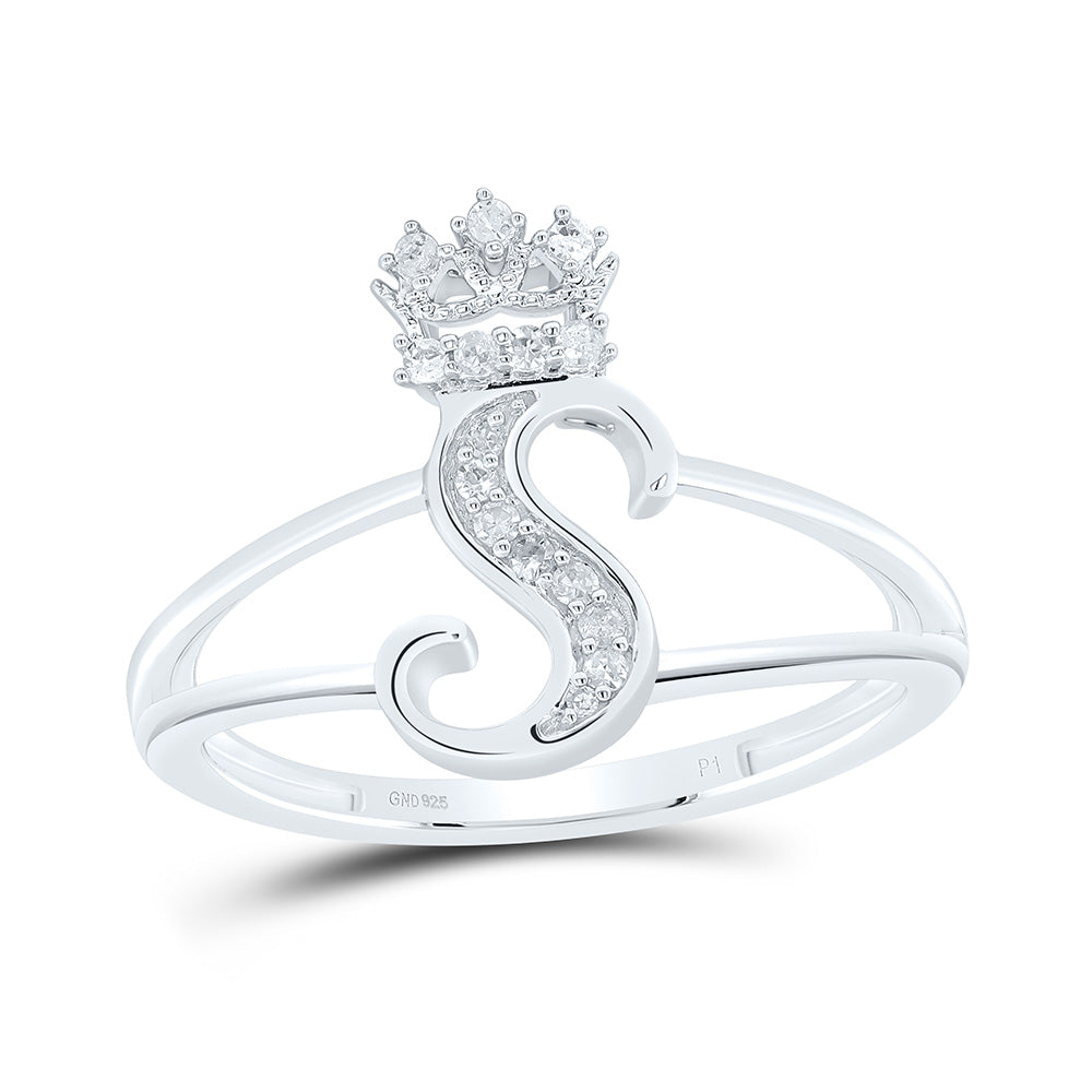 1/12CTW-DIA P1 GIFT INITIAL "S" CROWN LADIES RING 7 Daisy Joyeria