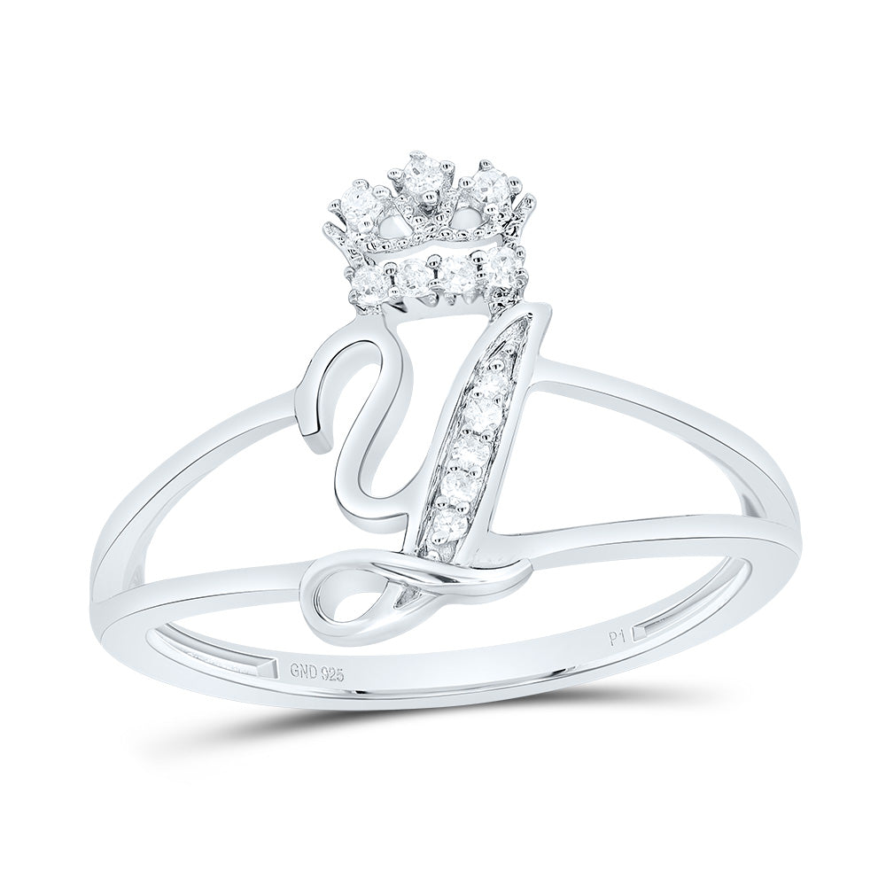 1/12CTW-DIA P1 GIFT INITIAL "Y" CROWN LADIES RING 7 Daisy Joyeria