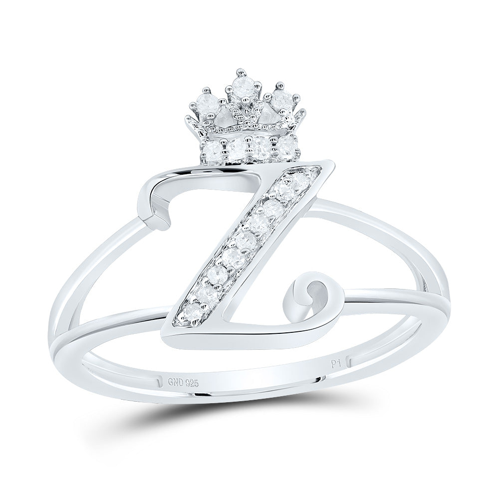1/10CTW-DIA P1 GIFT INITIAL "Z" CROWN LADIES RING 7 Daisy Joyeria
