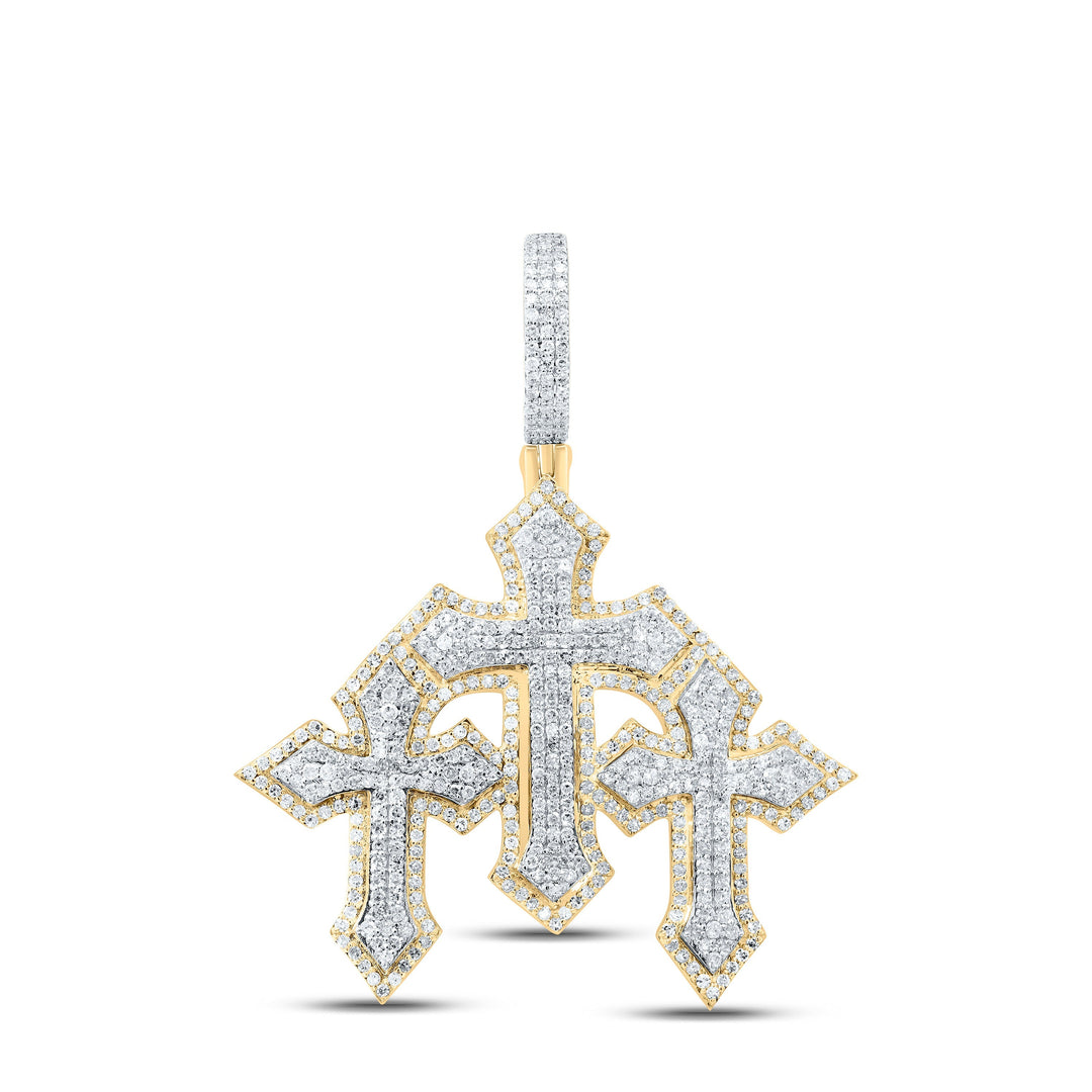 1 1/4CTW-DIA P1 THREE CROSS MENS CHARM Daisy Joyeria