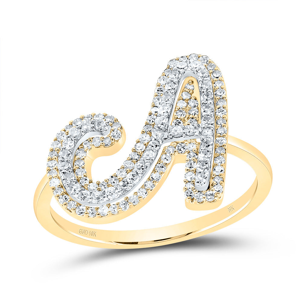 1/2CTW-DIA NK FASHION INITIAL "A" LADIES RING 7 Daisy Joyeria