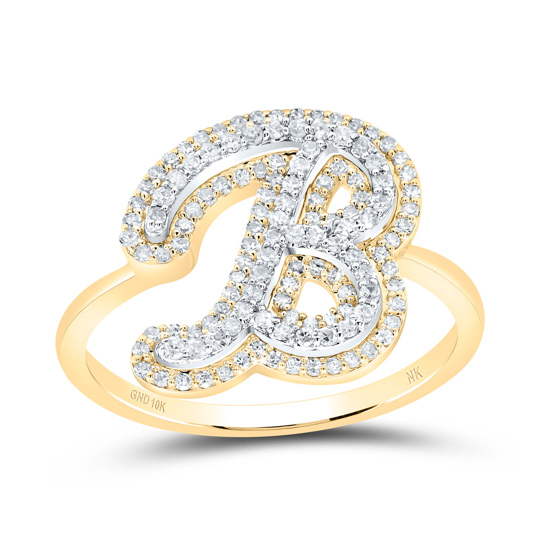 3/8CTW-DIA NK FASHION INITIAL "B" LADIES RING 7 Daisy Joyeria