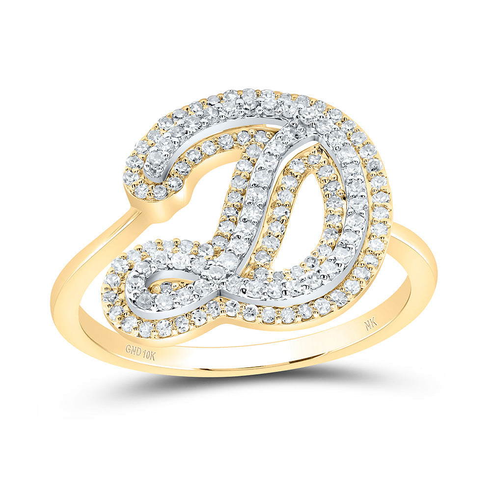 3/8CTW-DIA NK FASHION INITIAL "D" LADIES RING 7 Daisy Joyeria