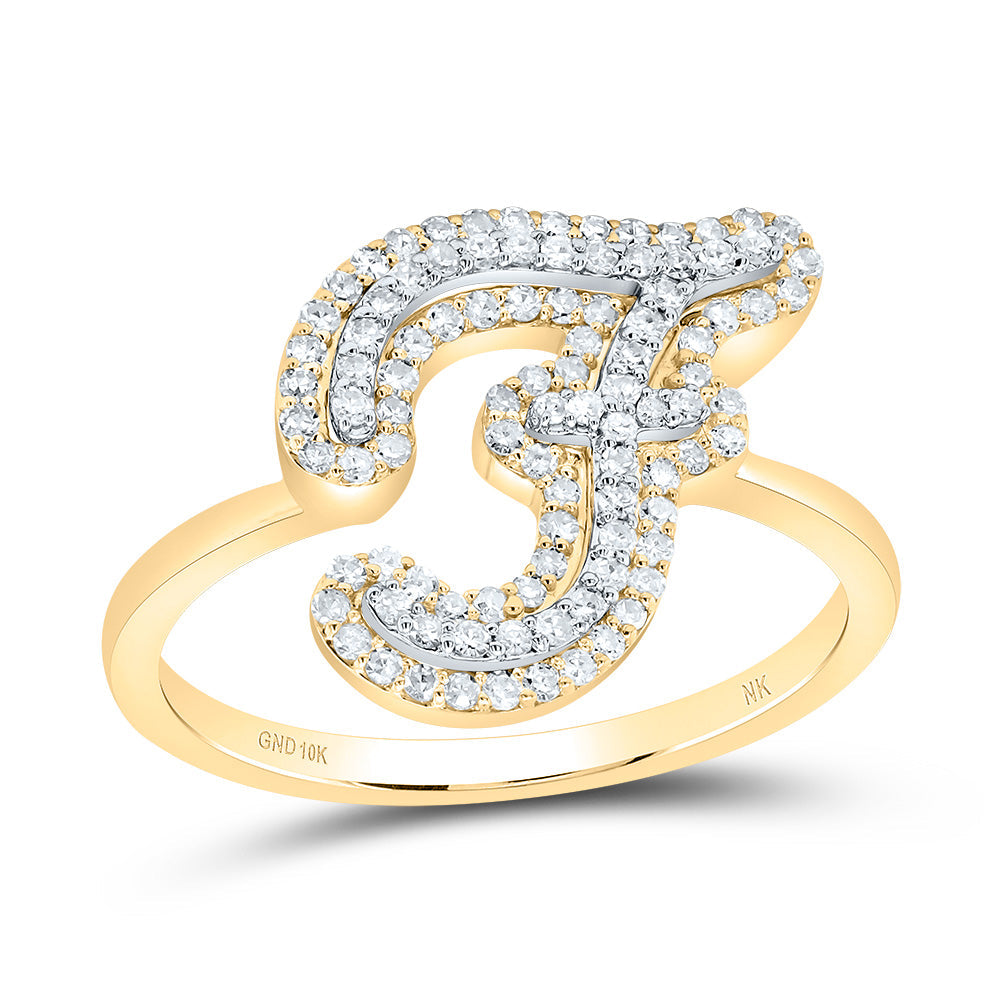 3/8CTW-DIA NK FASHION INITIAL "F" LADIES RING 7 Daisy Joyeria