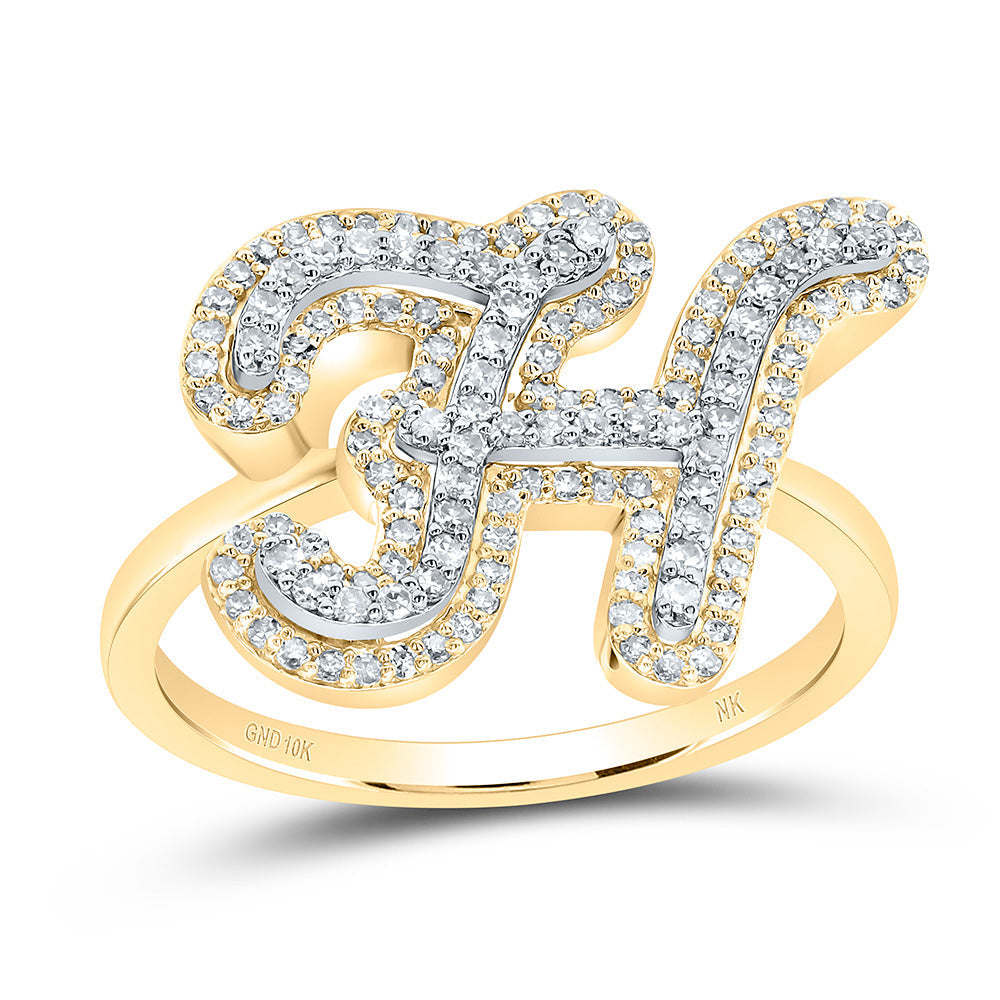 1/2CTW-DIA NK FASHION INITIAL "H" LADIES RING 7 Daisy Joyeria