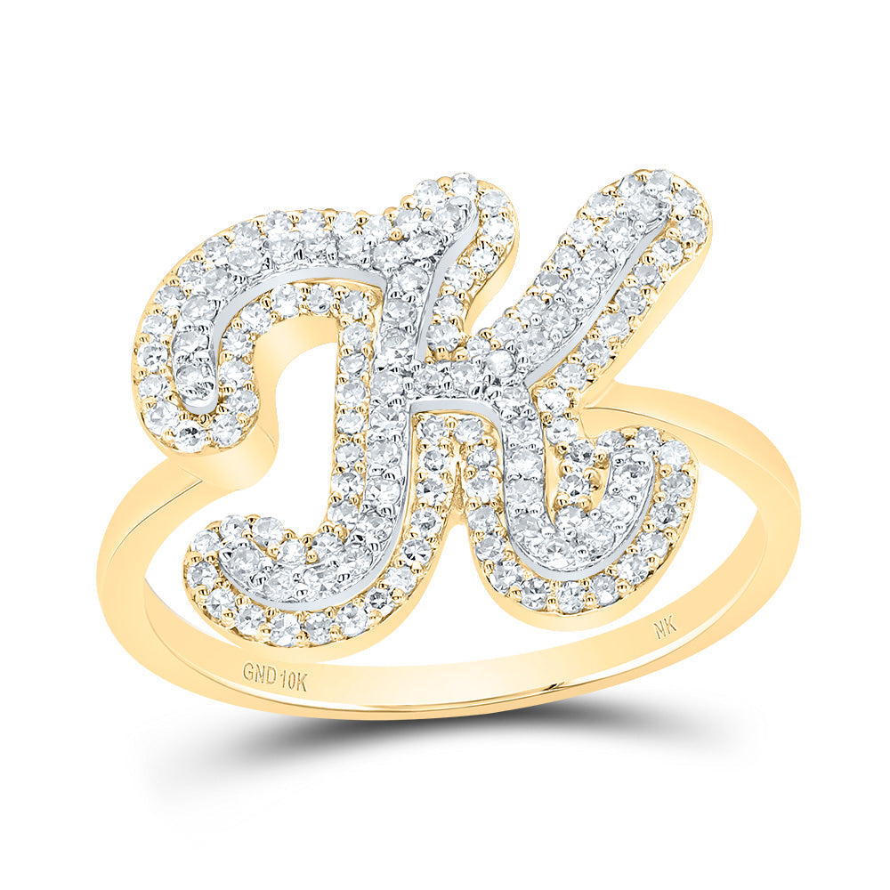 3/8CTW-DIA NK FASHION INITIAL "K" LADIES RING 7 Daisy Joyeria