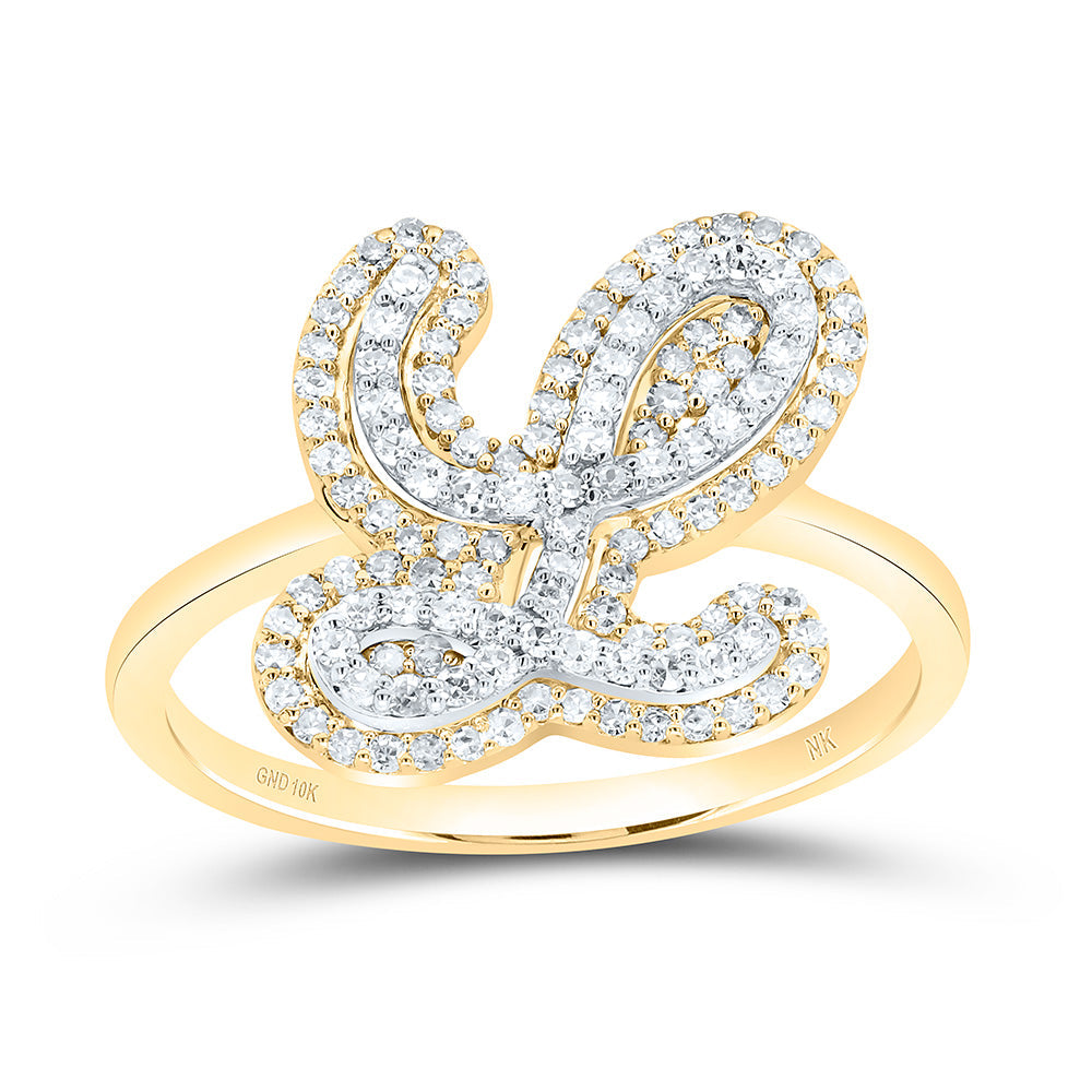 3/8CTW-DIA NK FASHION INITIAL "L" LADIES RING 7 Daisy Joyeria
