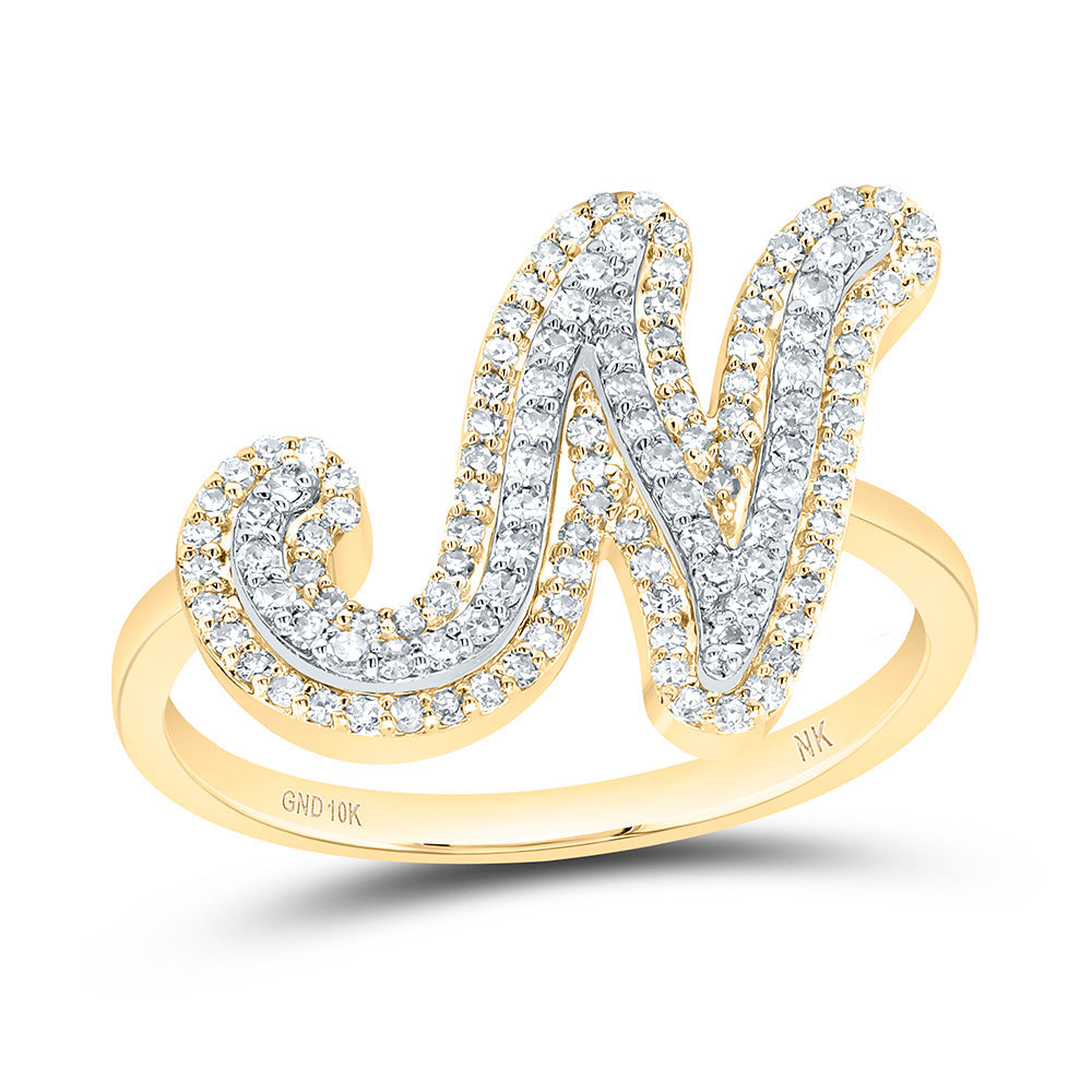 3/8CTW-DIA NK FASHION INITIAL "N" LADIES RING 7 Daisy Joyeria