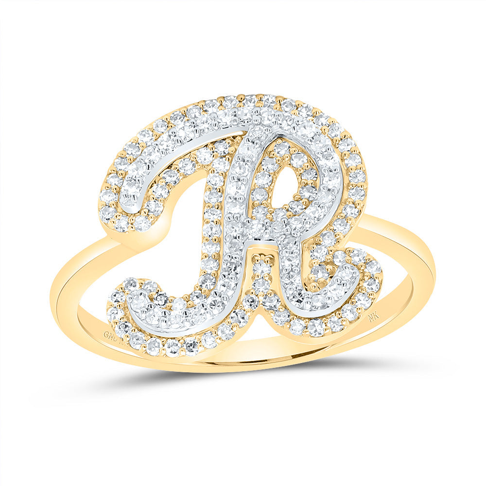 3/8CTW-DIA NK FASHION INITIAL "R" LADIES RING 7 Daisy Joyeria