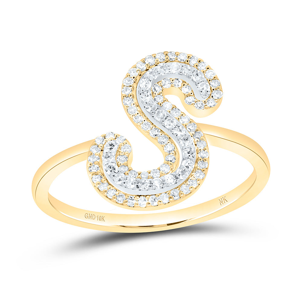 1/4CTW-DIA NK FASHION INITIAL "S" LADIES RING 7 Daisy Joyeria