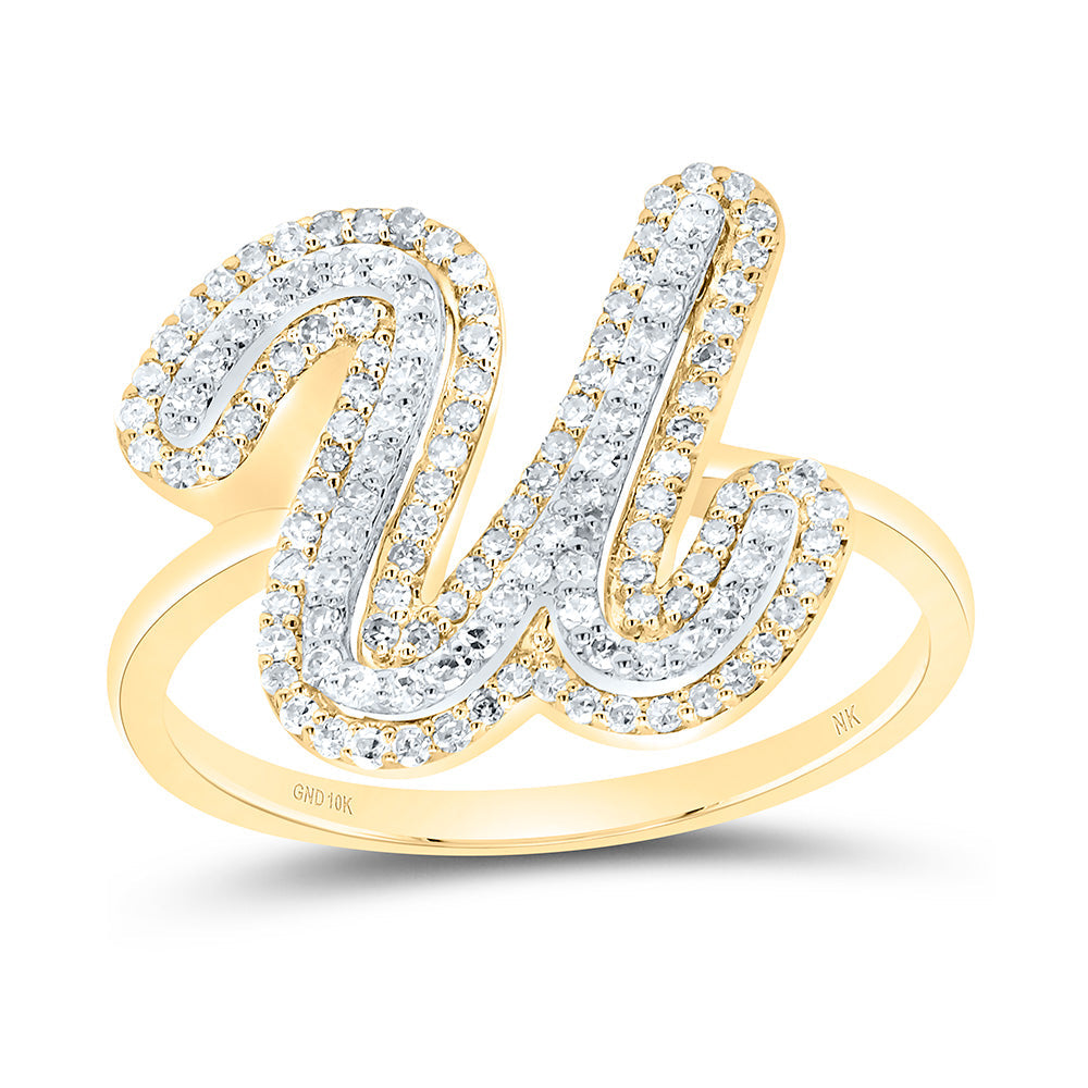 3/8CTW-DIA NK FASHION INITIAL "U" LADIES RING 7 Daisy Joyeria