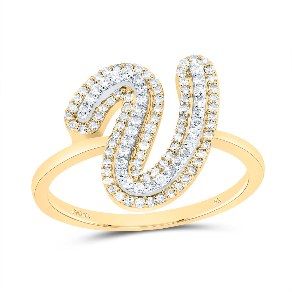 1/3CTW-DIA NK FASHION INITIAL "V" LADIES RING 7 Daisy Joyeria