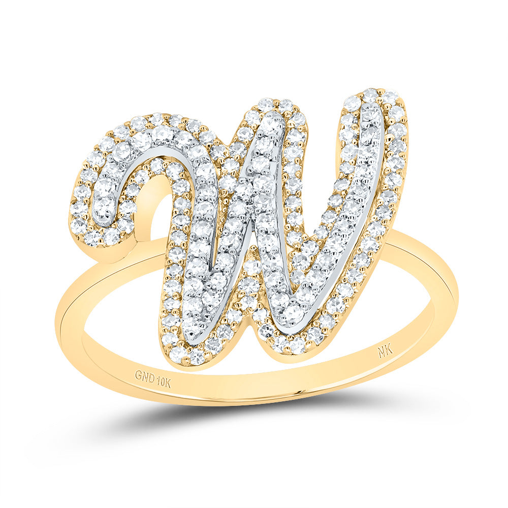 1/2CTW-DIA NK FASHION INITIAL "W" LADIES RING 7 Daisy Joyeria