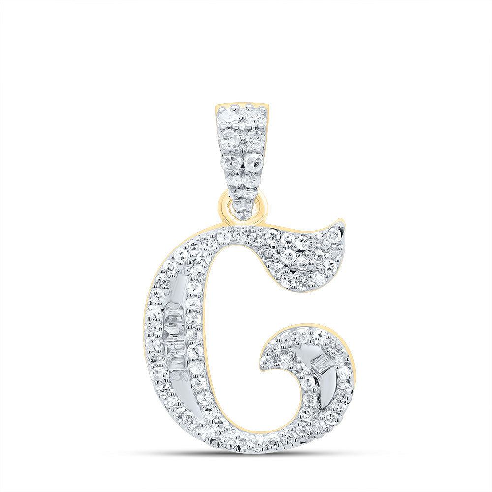 1/4CTW-DIA P1 GIFT INITIAL "C" BAGUETTE PENDANT Daisy Joyeria