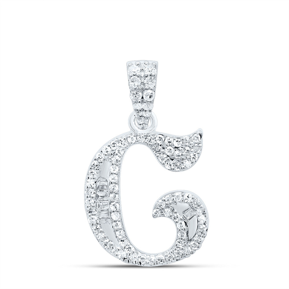 1/4CTW-DIA P1 GIFT INITIAL "C" BAGUETTE PENDANT Daisy Joyeria