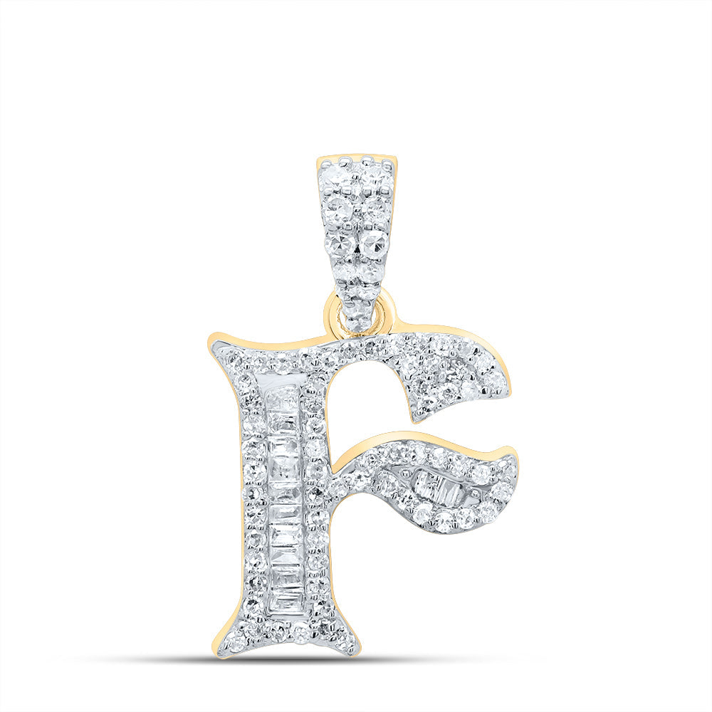 1/4CTW-DIA P1 GIFT INITIAL "F" BAGUETTE PENDANT Daisy Joyeria