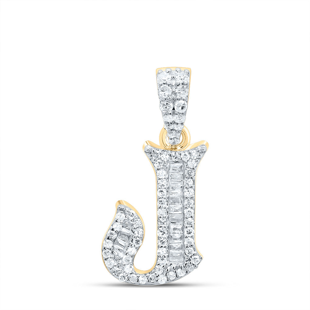 1/4CTW-DIA P1 GIFT INITIAL "J" BAGUETTE PENDANT Daisy Joyeria