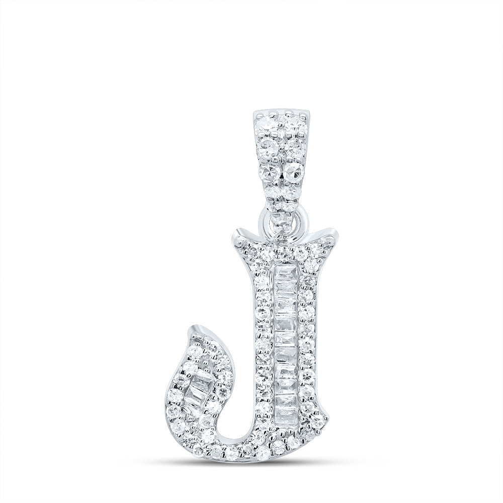 1/4CTW-DIA P1 GIFT INITIAL "J" BAGUETTE PENDANT Daisy Joyeria