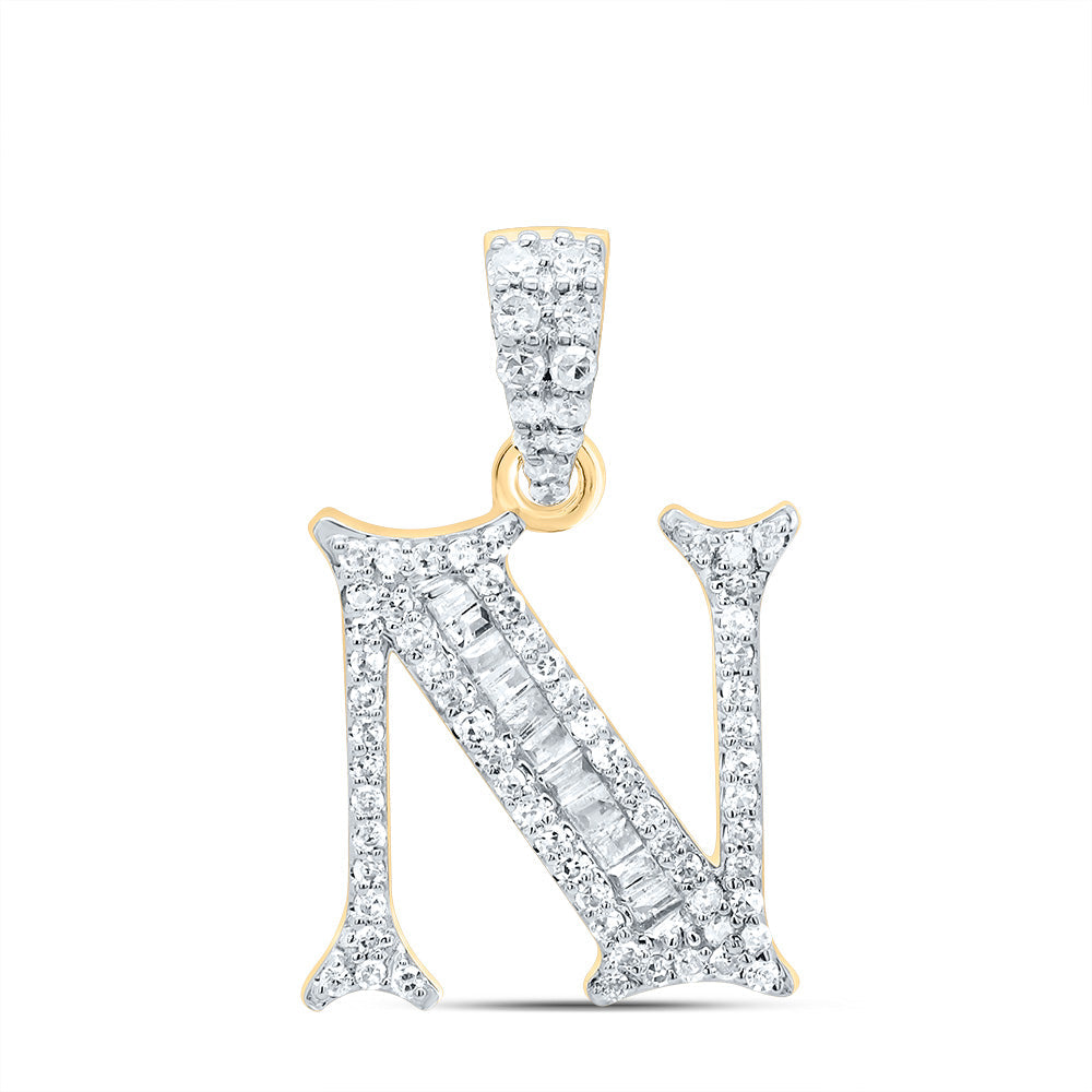 1/4CTW-DIA P1 GIFT INITIAL "N" BAGUETTE PENDANT Daisy Joyeria