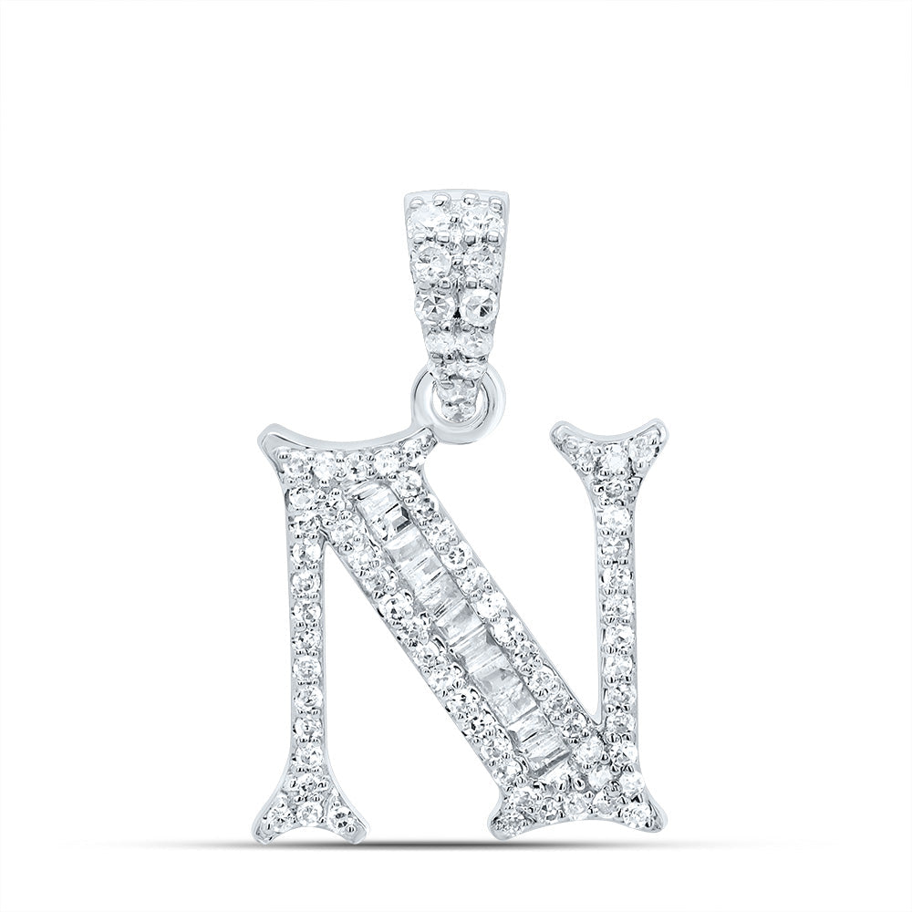1/4CTW-DIA P1 GIFT INITIAL "N" BAGUETTE PENDANT Daisy Joyeria