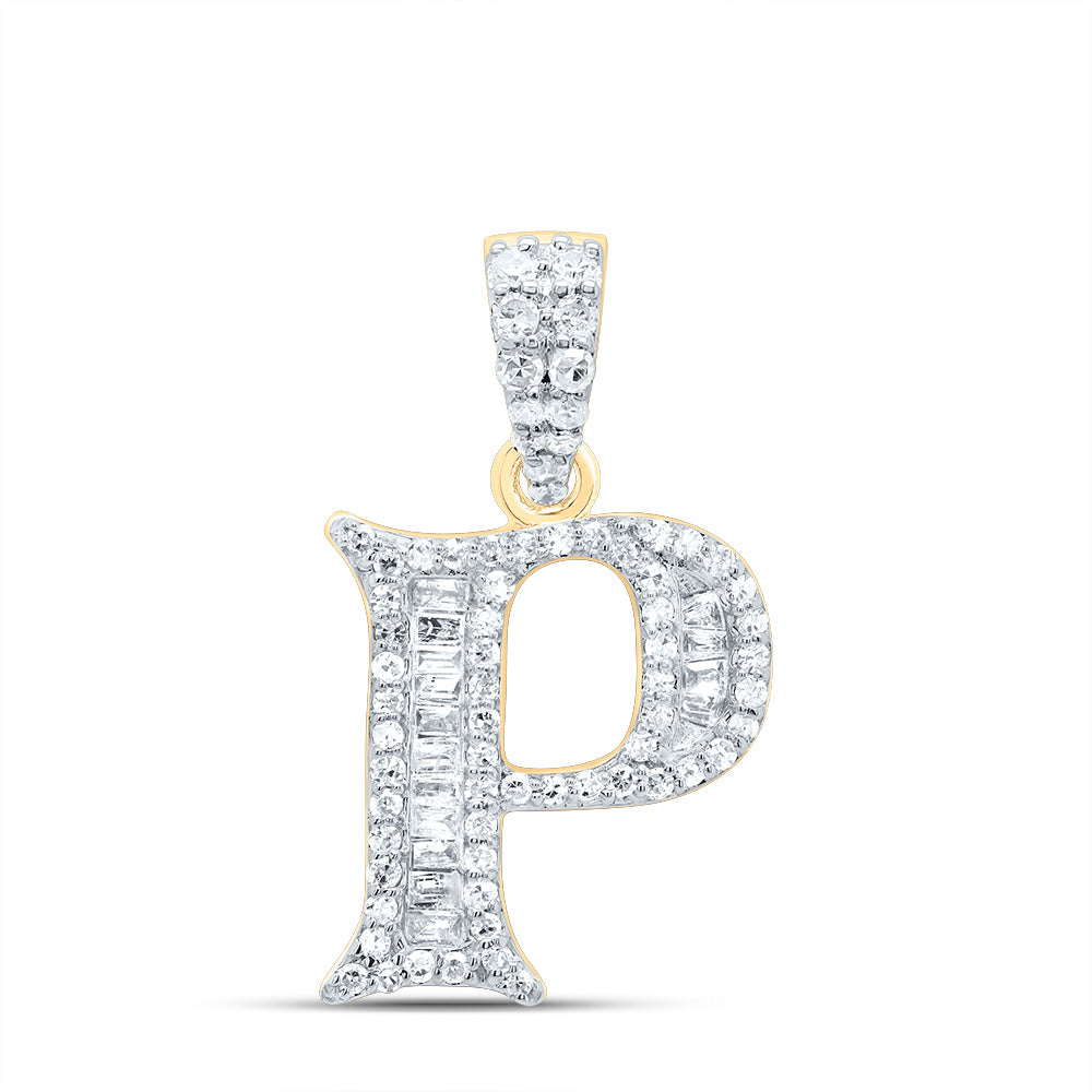1/4CTW-DIA P1 GIFT INITIAL "P" BAGUETTE PENDANT Daisy Joyeria