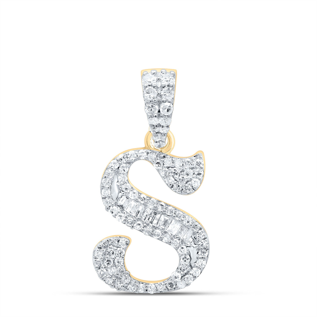1/4CTW-DIA P1 GIFT INITIAL "S" BAGUETTE PENDANT Daisy Joyeria
