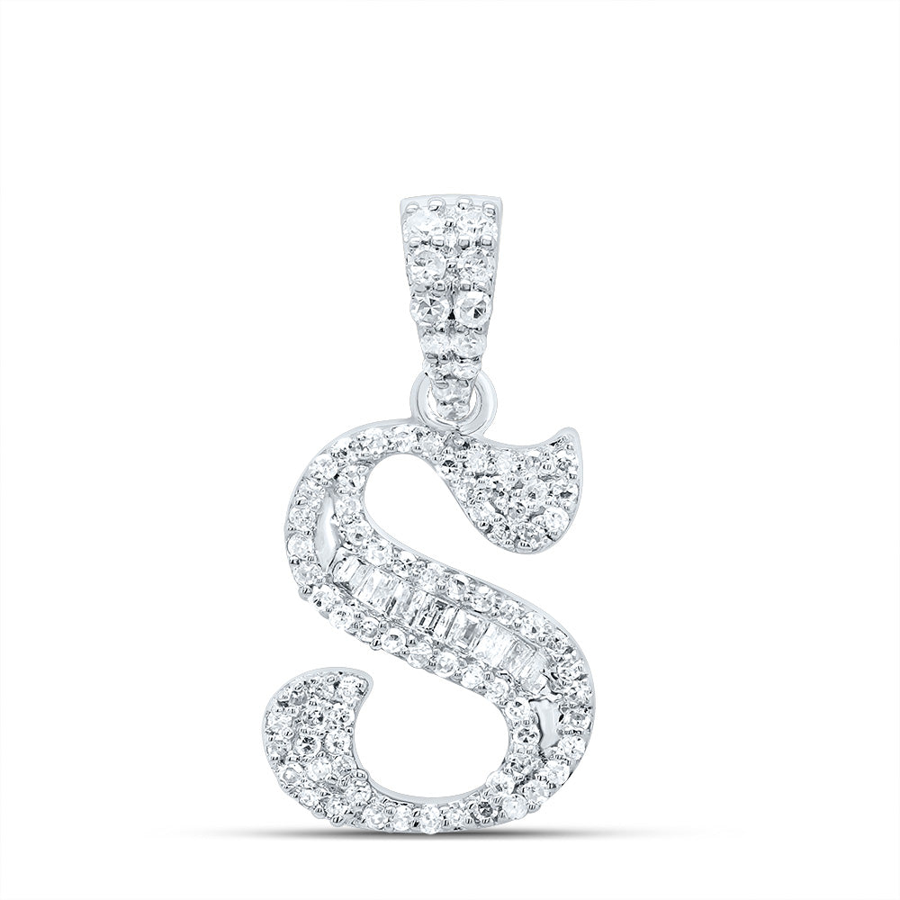 1/4CTW-DIA P1 GIFT INITIAL "S" BAGUETTE PENDANT Daisy Joyeria