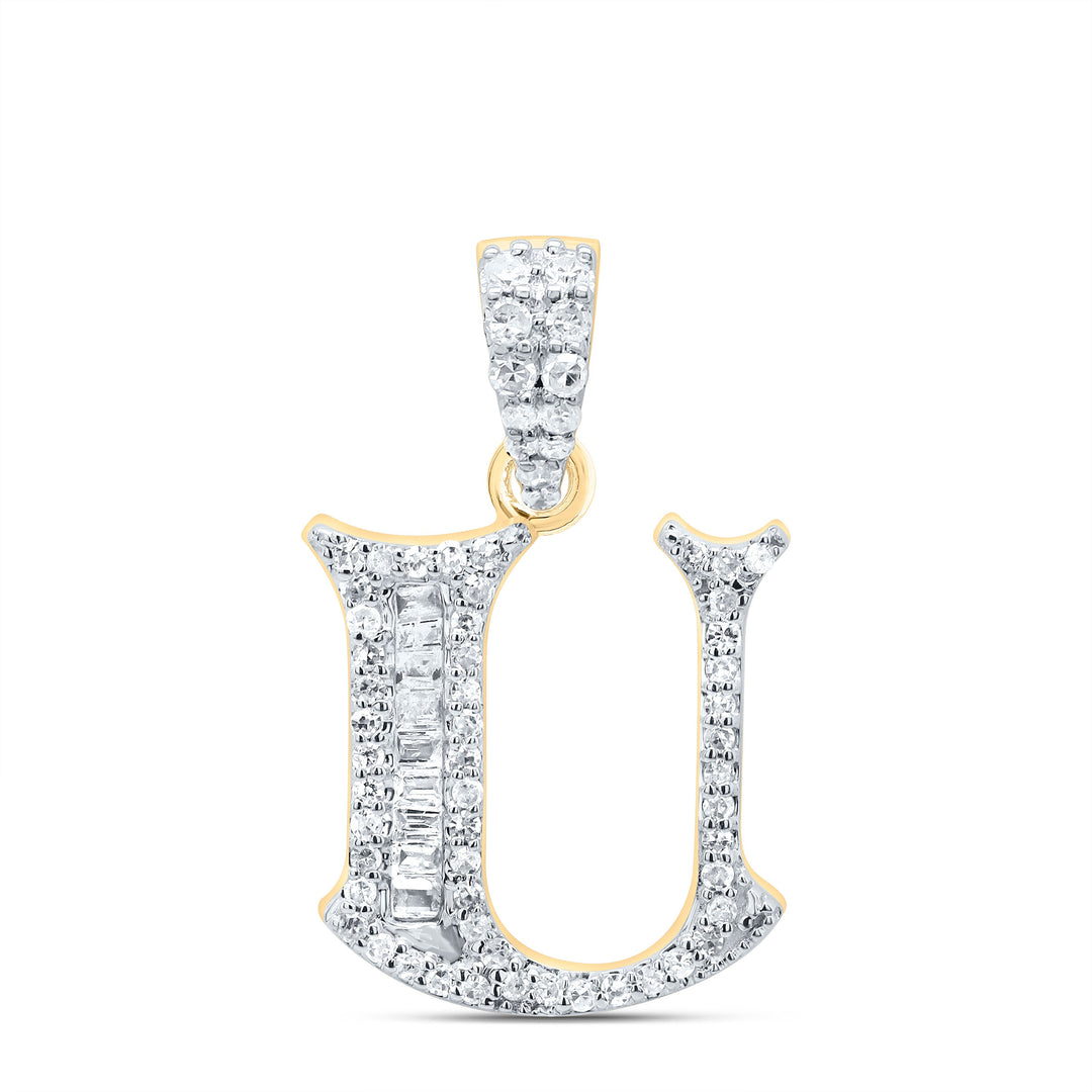 "1/4CTW-DIA P1 GIFT INITIAL "U" BAGUETTE PENDANT" Daisy Joyeria