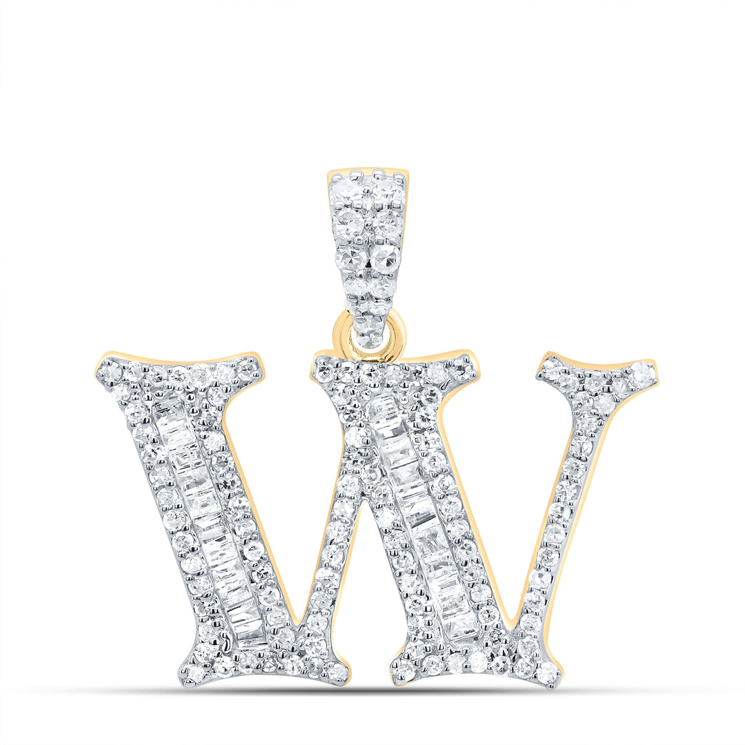 3/8CTW-DIA P1 GIFT INITIAL "W" BAGUETTE PENDANT Daisy Joyeria