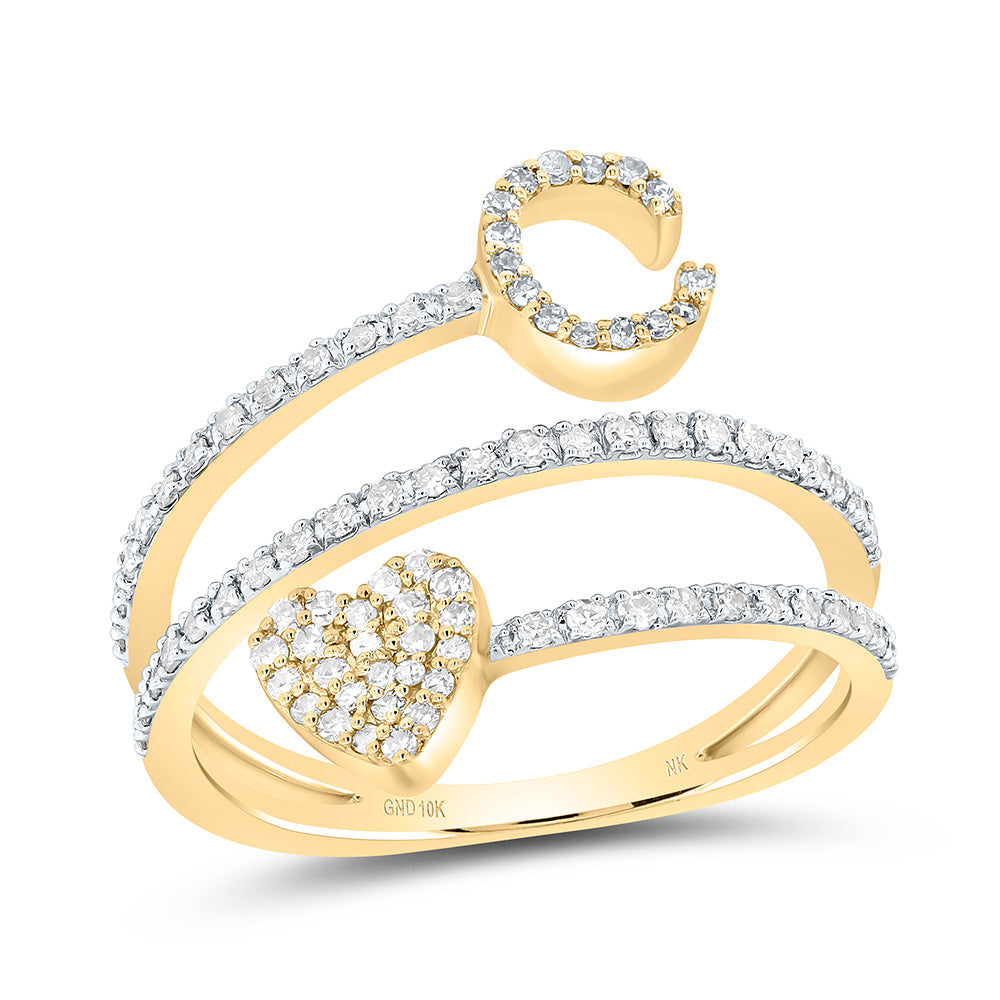 3/8CTW-NAT DIA NK GIFT INITIAL "C" HEART LADIES RING 7 Daisy Joyeria