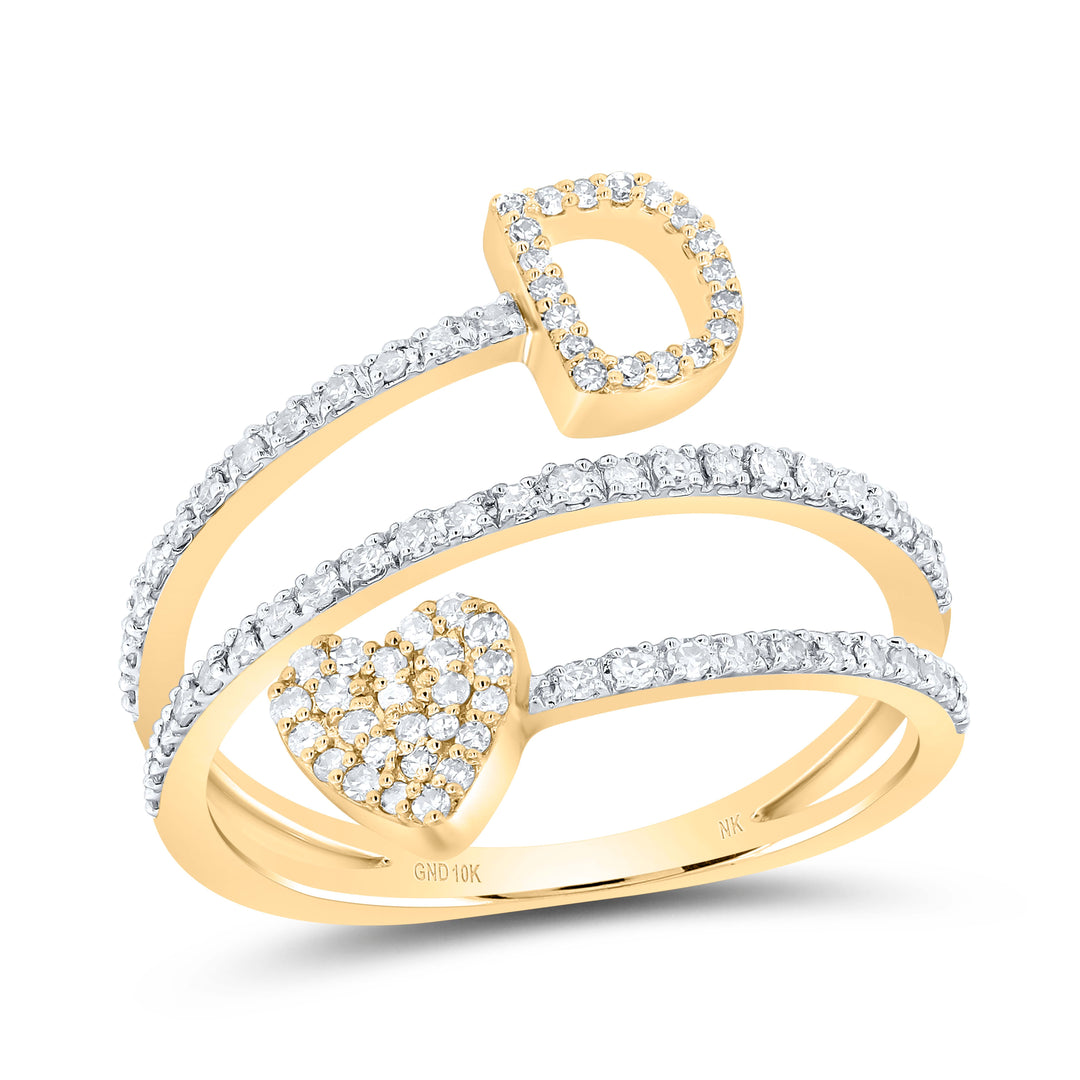 3/8CTW-NAT DIA NK GIFT INITIAL "D" HEART LADIES RING 7 Daisy Joyeria