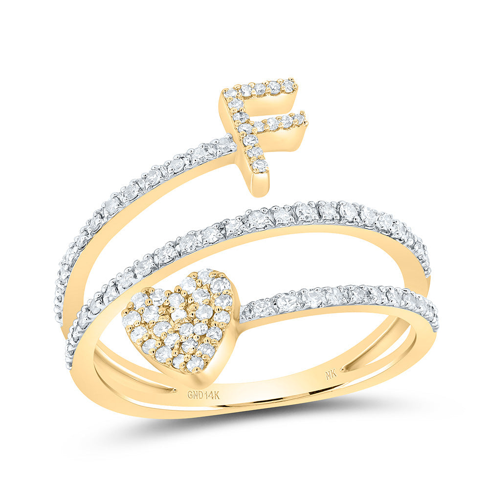 3/8CTW-NAT DIA NK GIFT INITIAL "F" HEART LADIES RING 7 Daisy Joyeria