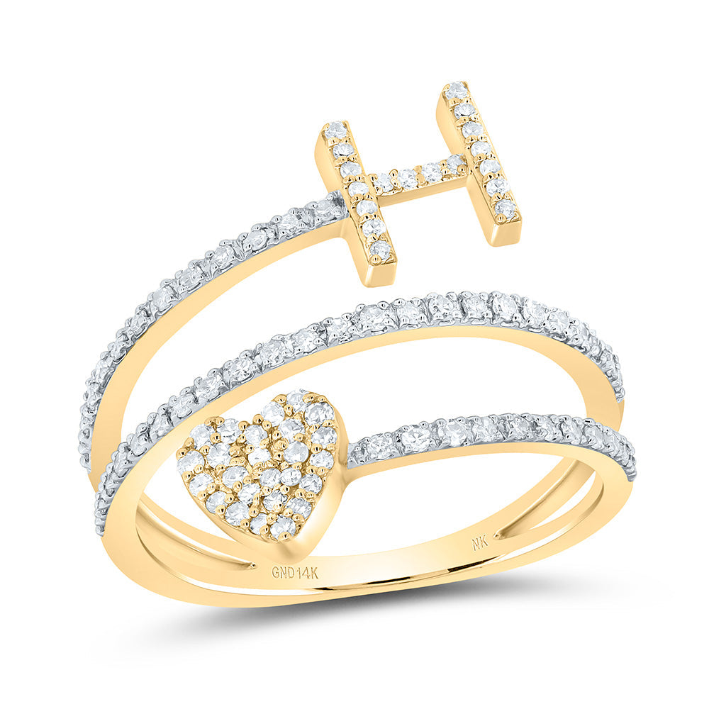 3/8CTW-NAT DIA NK GIFT INITIAL "H" HEART LADIES RING 7 Daisy Joyeria