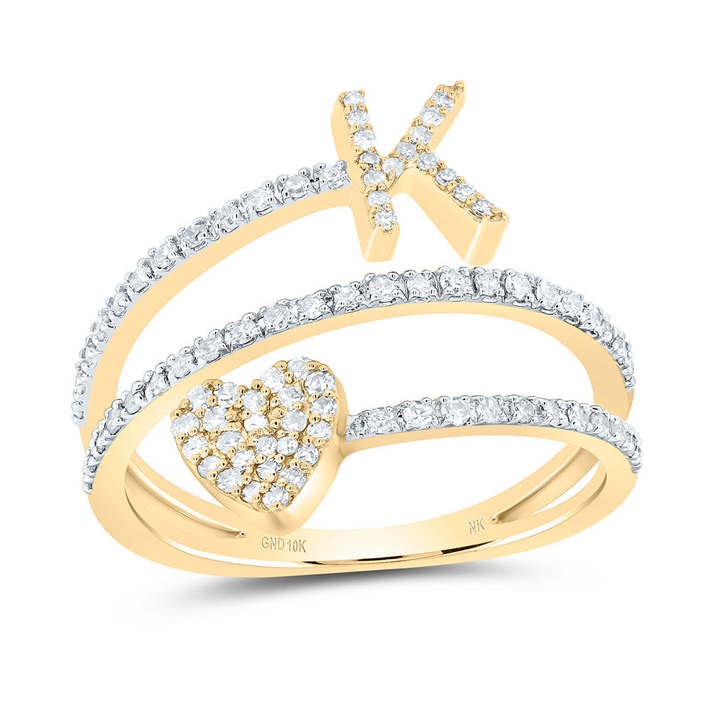 3/8CTW-NAT DIA NK GIFT INITIAL "K" HEART LADIES RING 7 Daisy Joyeria