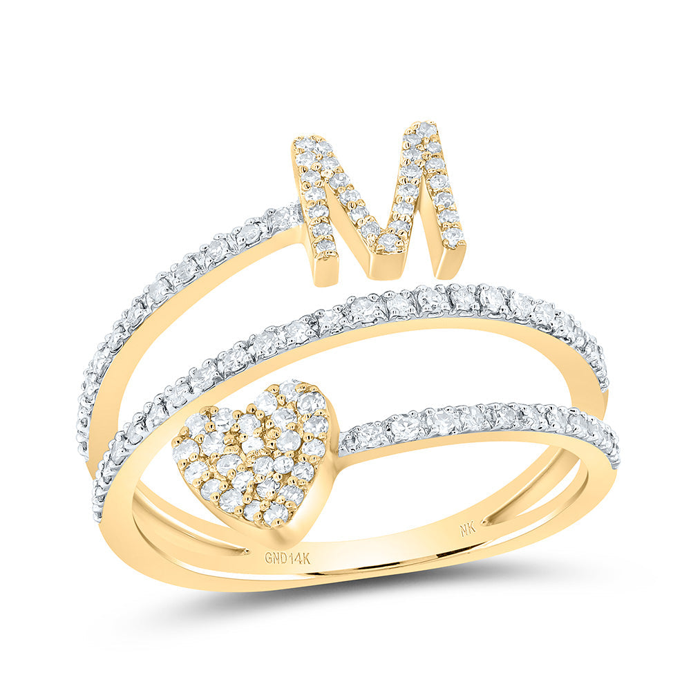 3/8CTW-NAT DIA NK GIFT INITIAL "M" HEART LADIES RING 7 Daisy Joyeria