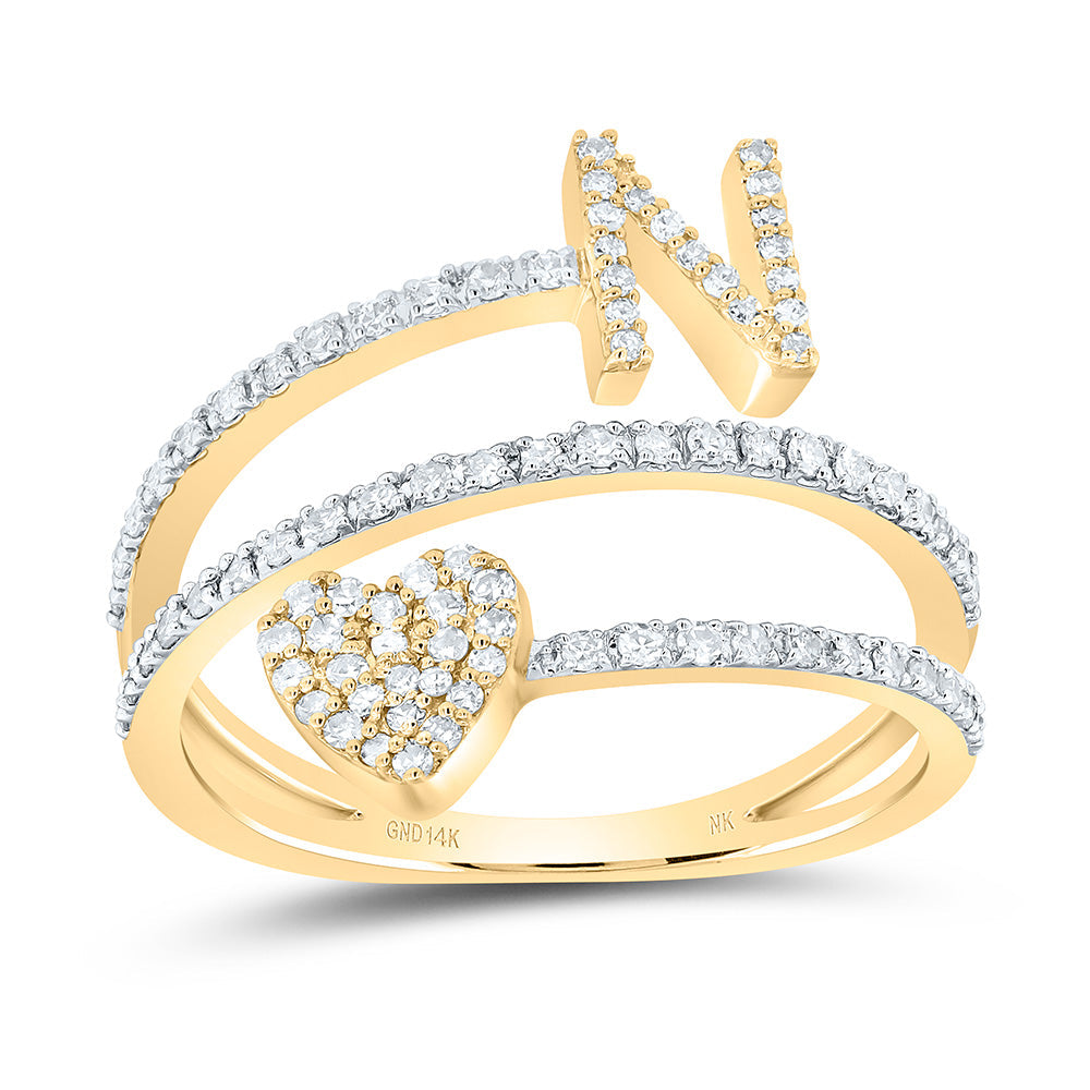 3/8CTW-NAT DIA NK GIFT INITIAL "N" HEART LADIES RING 7 Daisy Joyeria