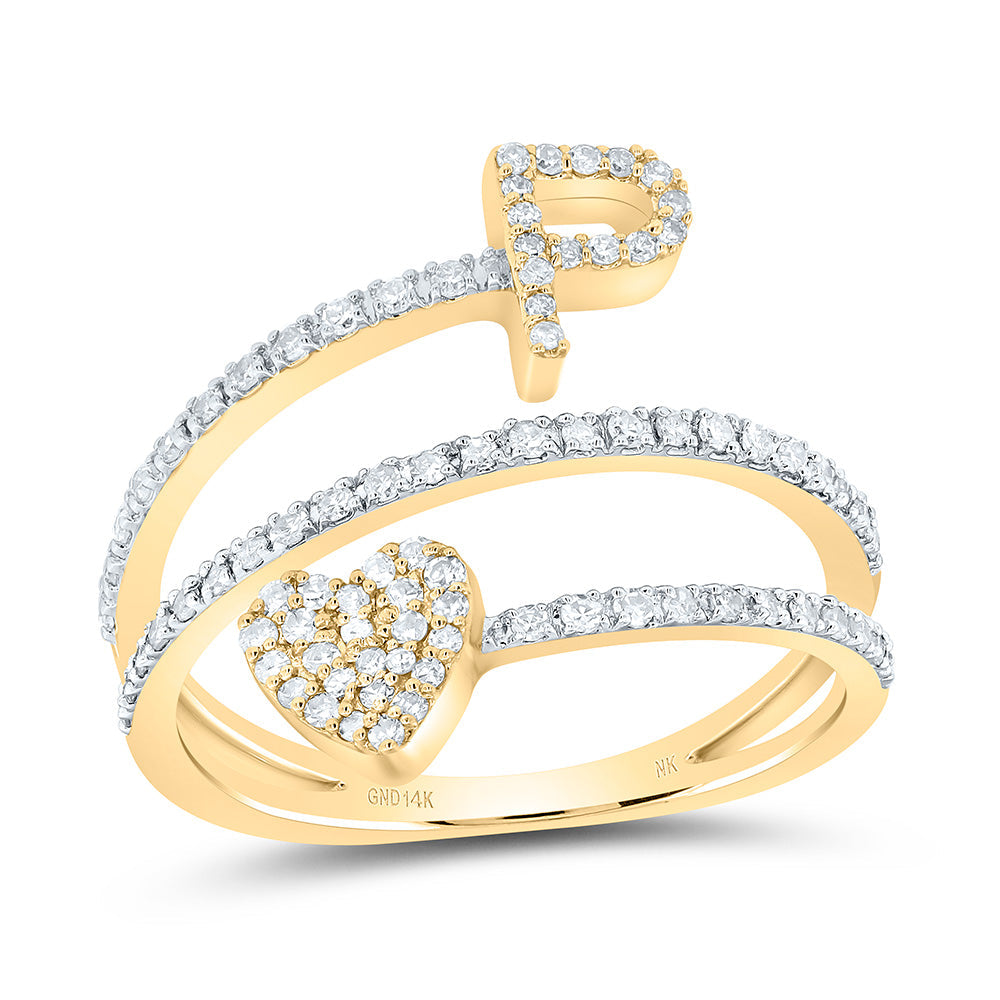 3/8CTW-NAT DIA NK GIFT INITIAL "P" HEART LADIES RING 7 Daisy Joyeria