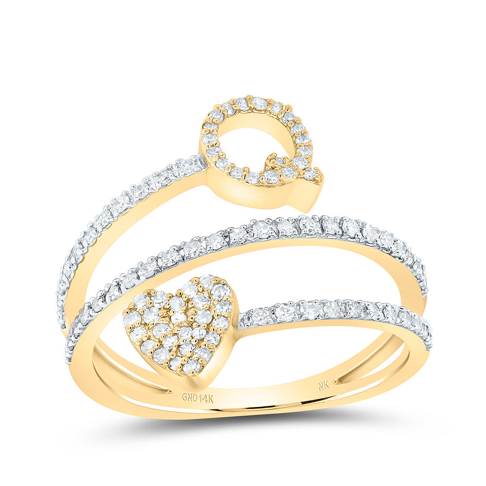 3/8CTW-NAT DIA NK GIFT INITIAL "Q" HEART LADIES RING 7 Daisy Joyeria