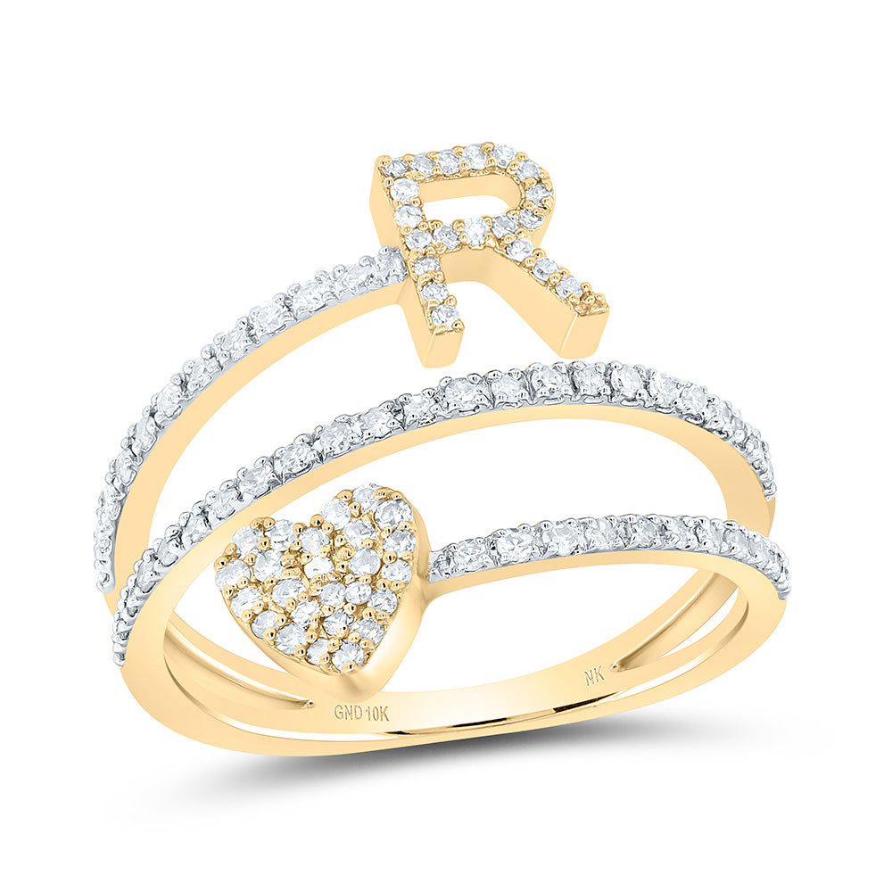 3/8CTW-NAT DIA NK GIFT INITIAL "R" HEART LADIES RING 7 Daisy Joyeria