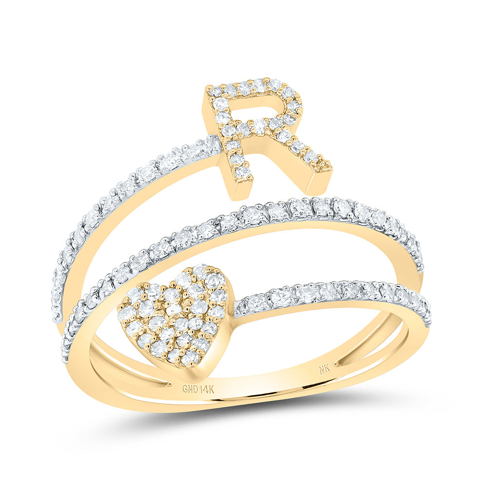 3/8CTW-NAT DIA NK GIFT INITIAL "R" HEART LADIES RING 7 Daisy Joyeria
