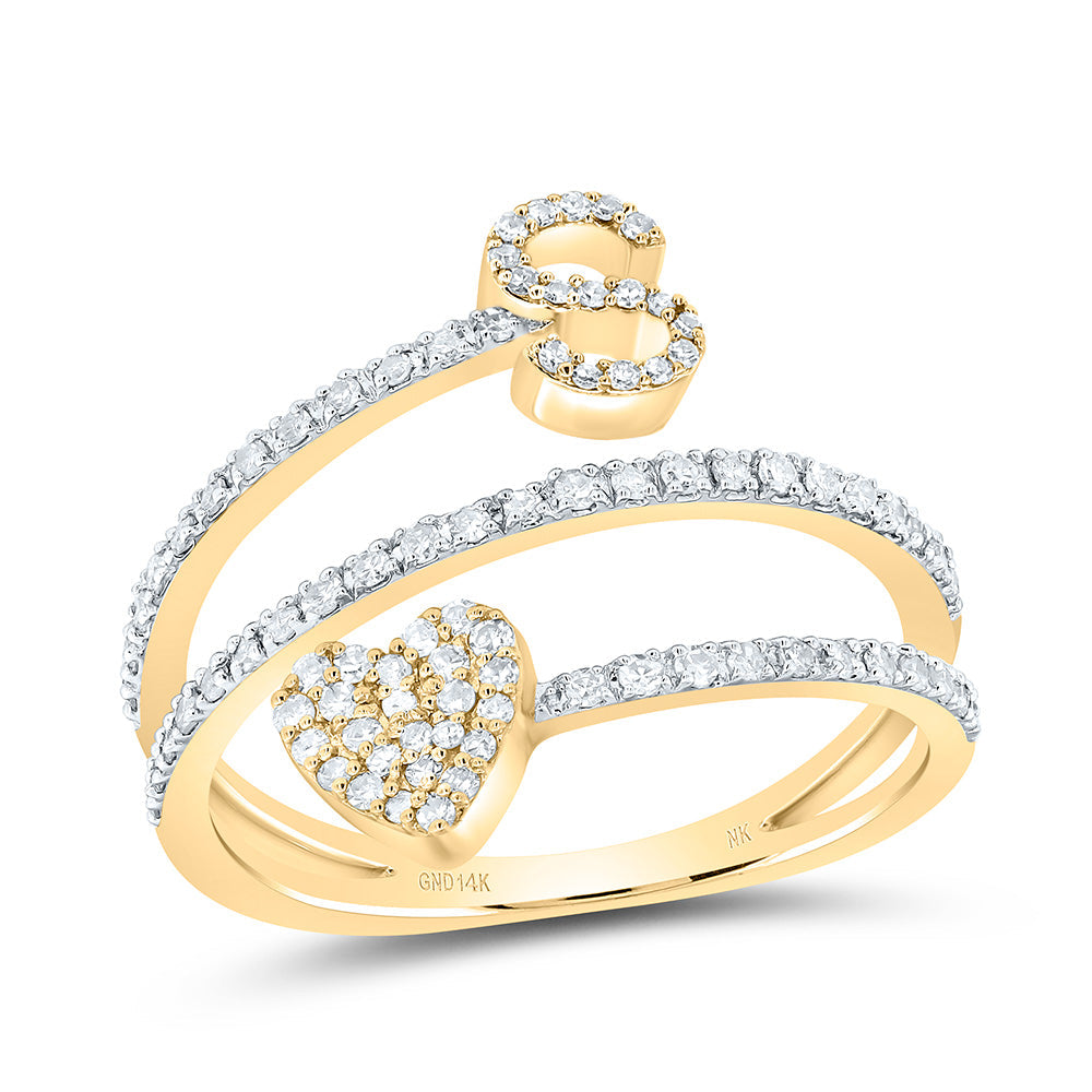 3/8CTW-NAT DIA NK GIFT INITIAL "S" HEART LADIES RING 7 Daisy Joyeria