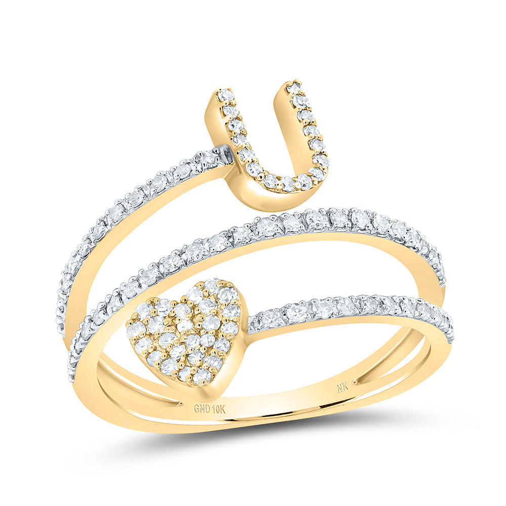 3/8CTW-NAT DIA NK GIFT INITIAL "U" HEART LADIES RING 7 Daisy Joyeria