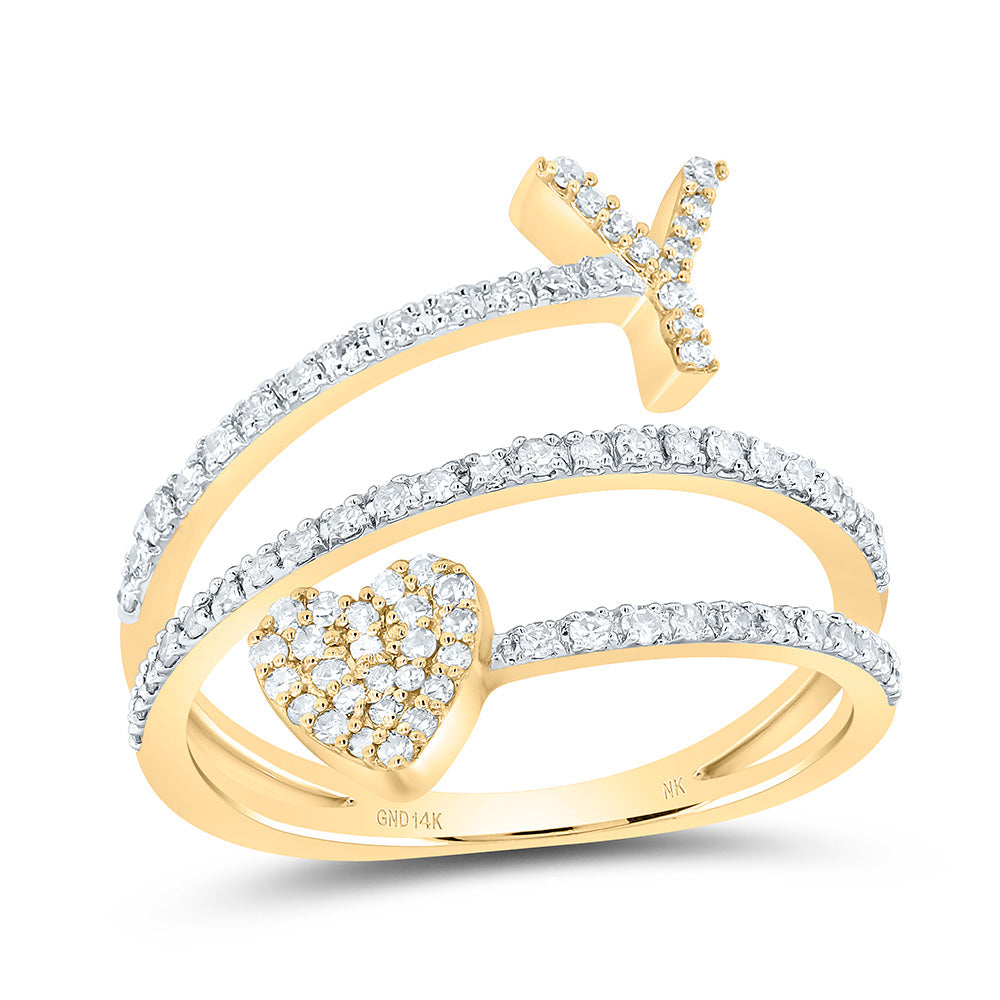 3/8CTW-NAT DIA NK GIFT INITIAL "Y" HEART LADIES RING 7 Daisy Joyeria