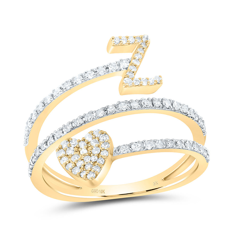 3/8CTW-NAT DIA NK GIFT INITIAL "Z" HEART LADIES RING 7 Daisy Joyeria